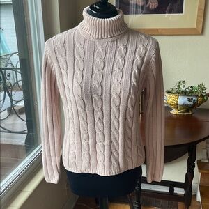 SAG HARBOR vintage light pink longsleeve turtleneck acrylic sweater small